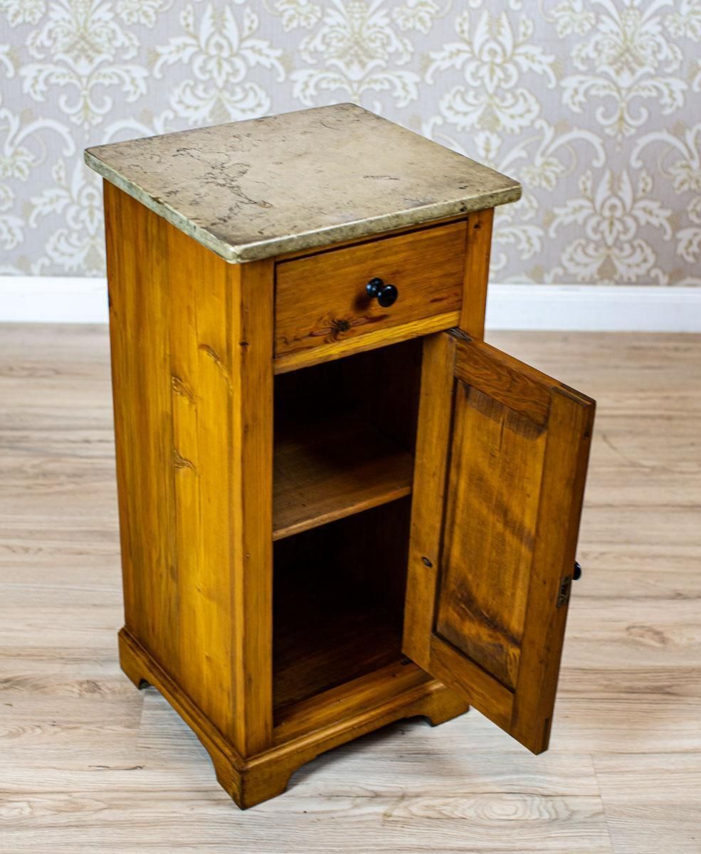 430.0 Art Nouveau Pine Nightstand From The Early 20th Century With Stone Top photo