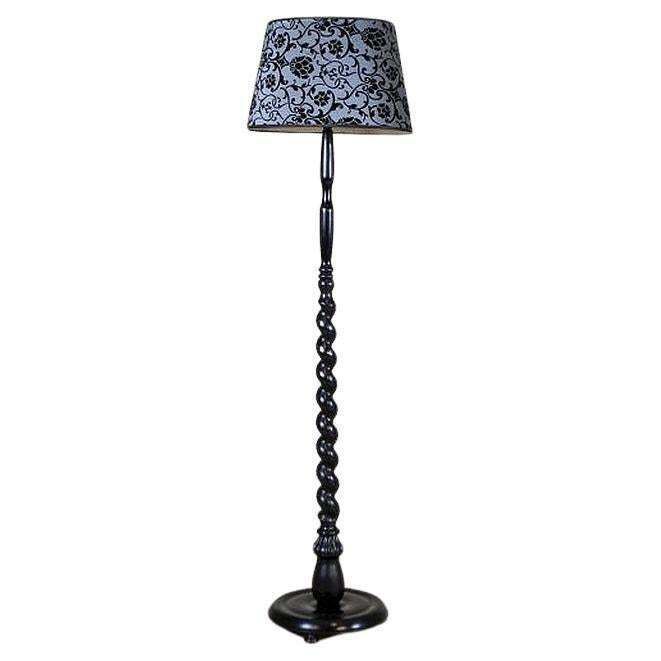 Floor Lamp From The Early 20th Century With Floral Fabric Shade