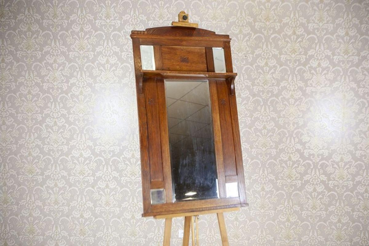 Art Nouveau Wall Mirror In Oak Frame, Early 20th Century photo furniture