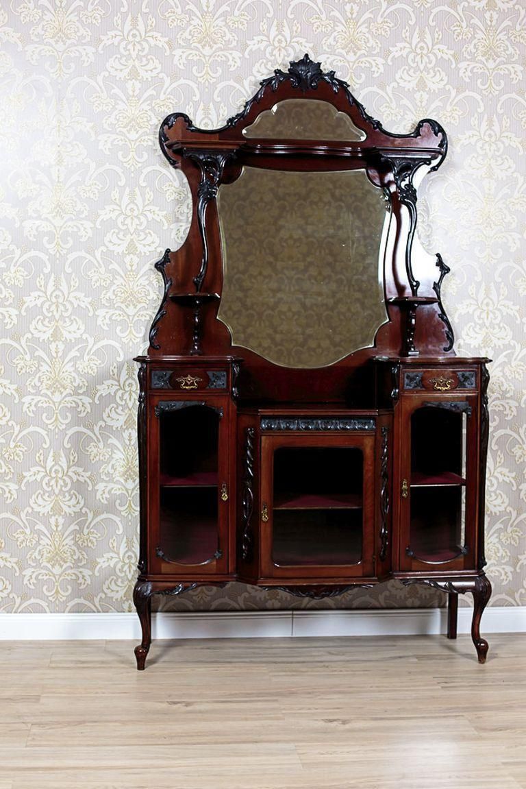 English Mahogany Wood & Veneer Cabinet Circa 1890 photo for sale