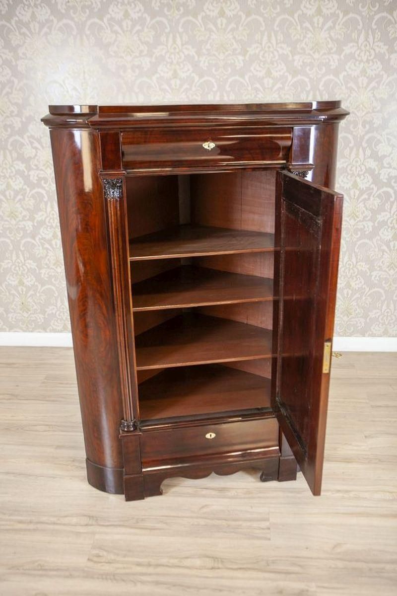 Biedermeier Mahogany Veneer Corner Cabinet, Circa 1870 photo vinterior