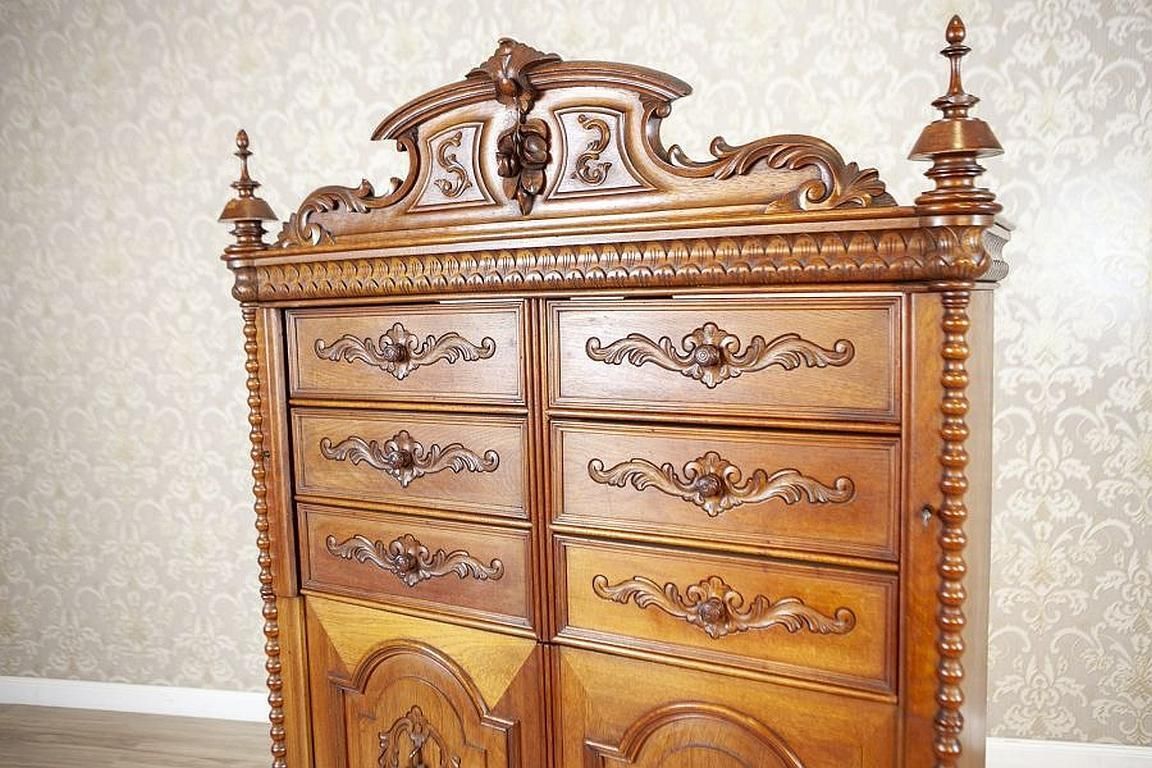 Renaissance Revival Walnut Cabinet Circa 1900 In Light Brown photo Furniture
