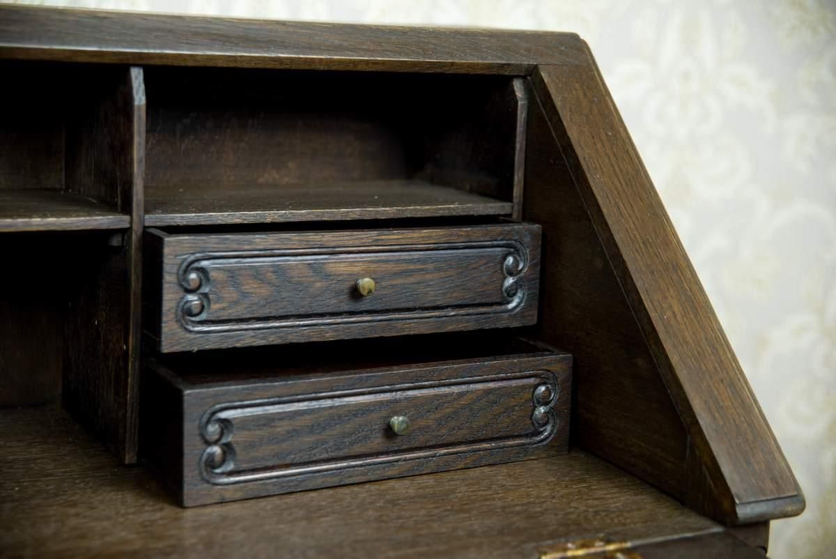 Rococo Revival Oak Writing Desk In Brown, Early 20th Century photo vinterior