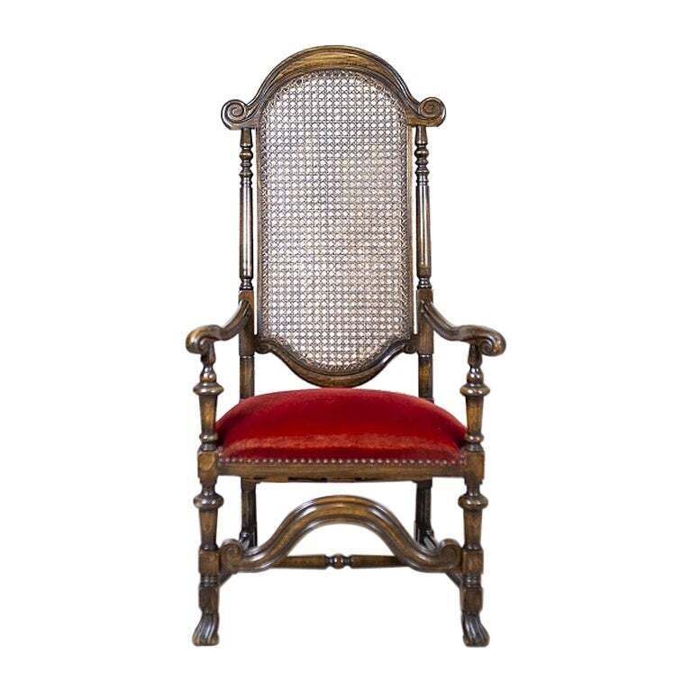 Armchair From The Early 20th Century With Rattan Backrest