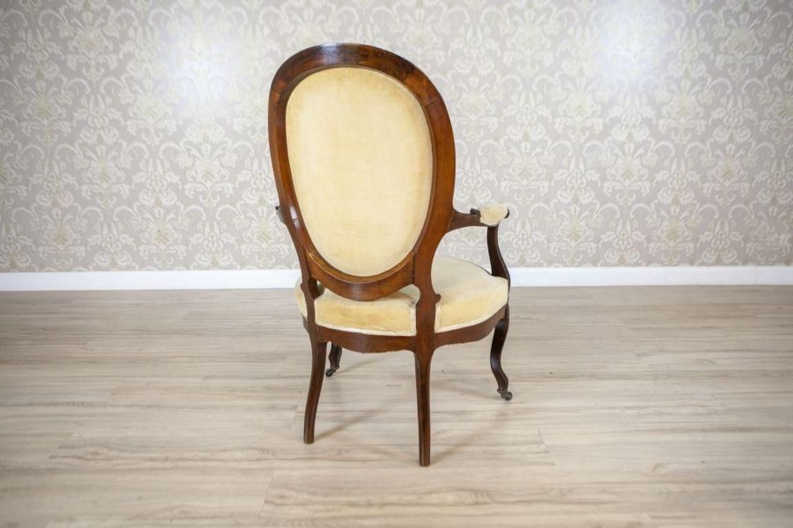 Pair Of Late 19th Century Walnut Armchairs In Beige Upholstery photo vinterior