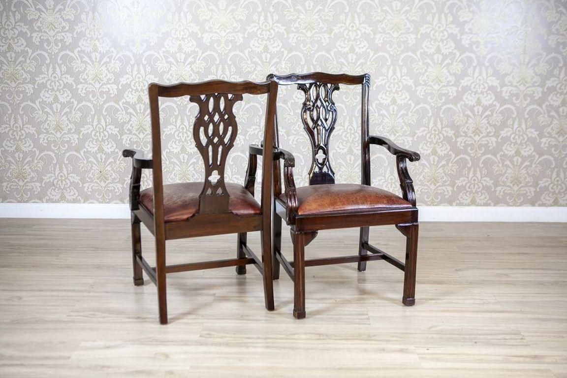 English Late 19th Century Four Walnut Chairs With Leather Upholstery photo furniture