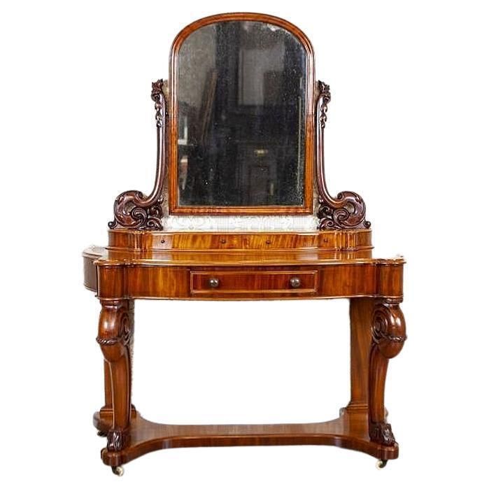 Elegant Mahogany Vanity Table In Light Brown From The Late 19th Century