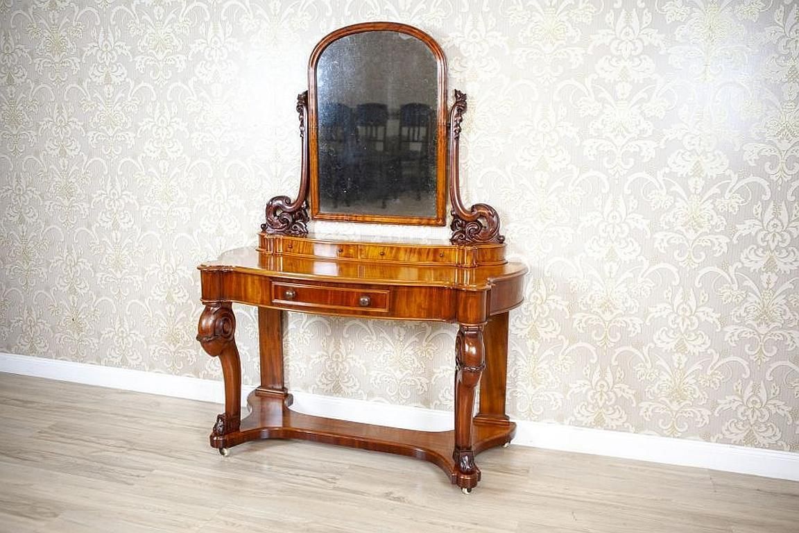 Elegant Mahogany Vanity Table In Light Brown From The Late 19th Century photo furniture