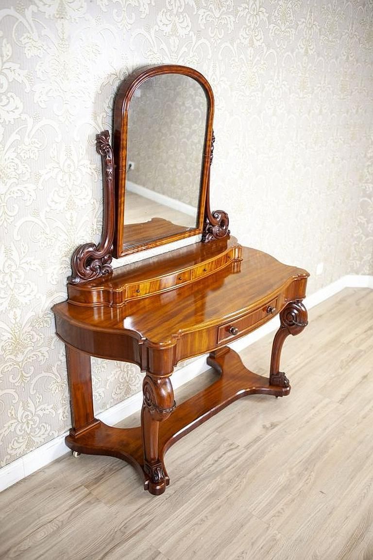 Elegant Mahogany Vanity Table In Light Brown From The Late 19th Century photo for sale