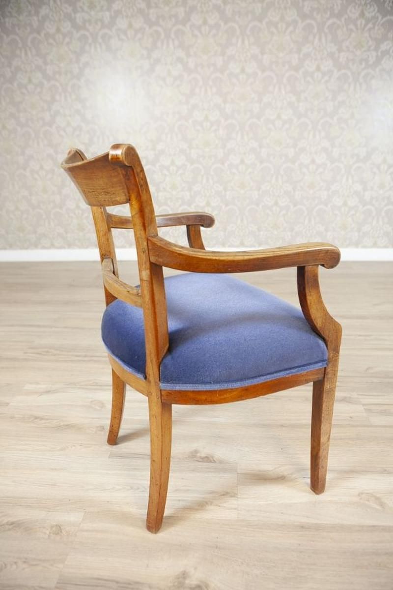 Elm Armchair In Blue Upholster, Early 20th Century photo 688.0