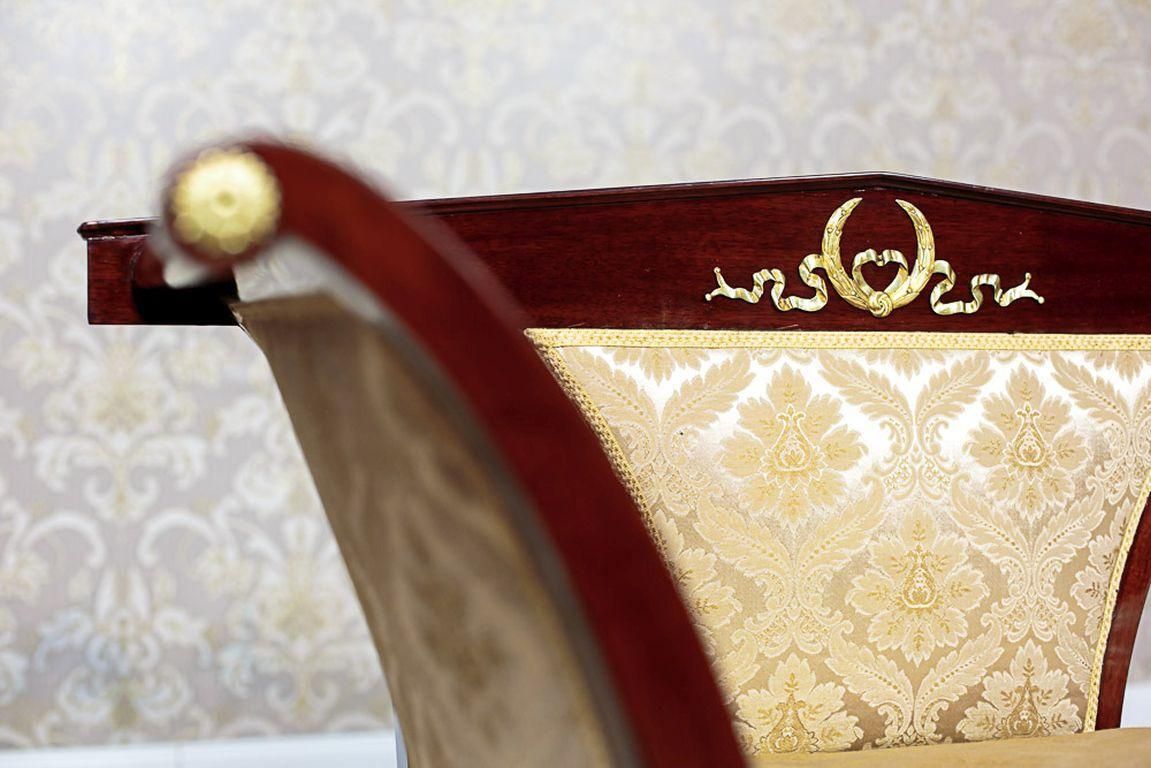19th Century Chaise Longue, Neo Empire Style With Yellow Fabric, Brass Details photo 1720.0
