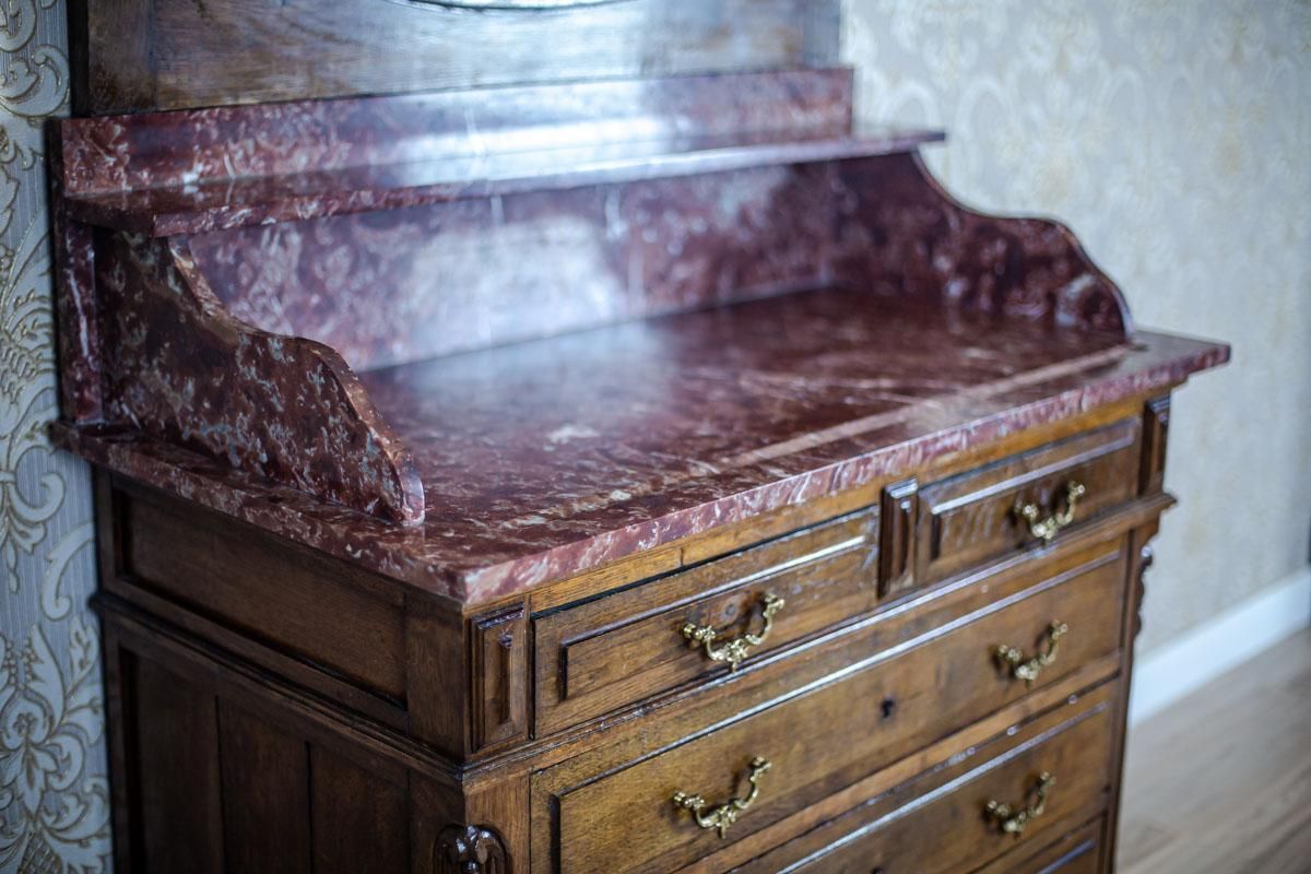 Walnut Vanity Dresser From The Interwar Period With Marble Top photo vinterior