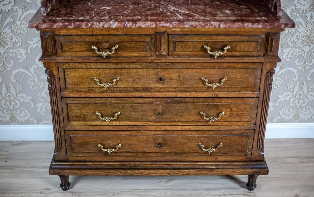 Walnut Vanity Dresser From The Interwar Period With Marble Top photo buy