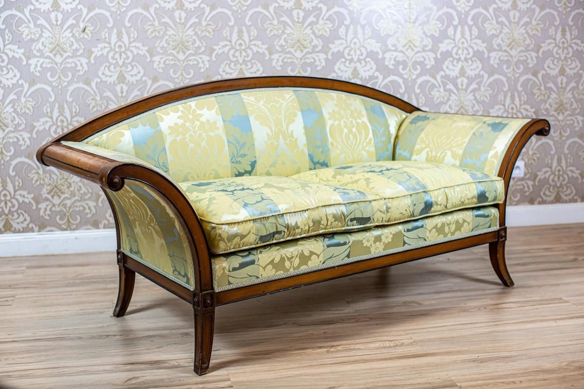Stylized Walnut Sofa From The Early 20th Century With New Upholstery photo furniture