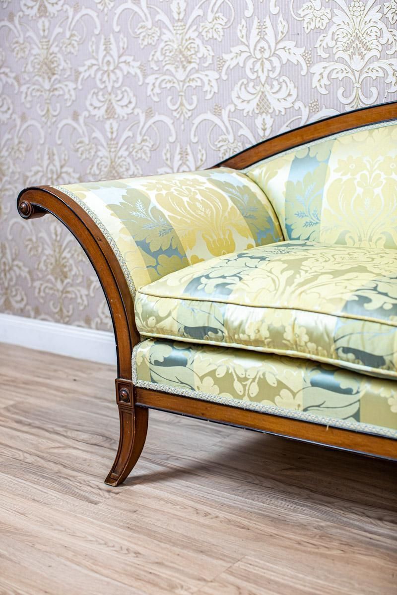 Stylized Walnut Sofa From The Early 20th Century With New Upholstery photo for sale