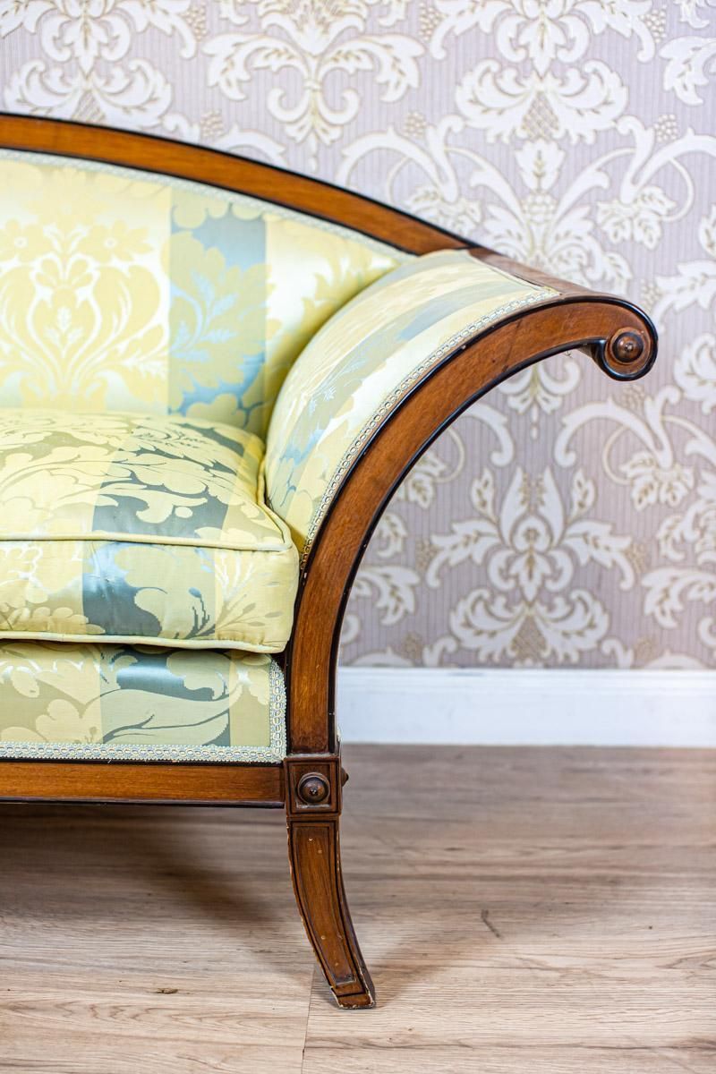 Stylized Walnut Sofa From The Early 20th Century With New Upholstery photo vinterior