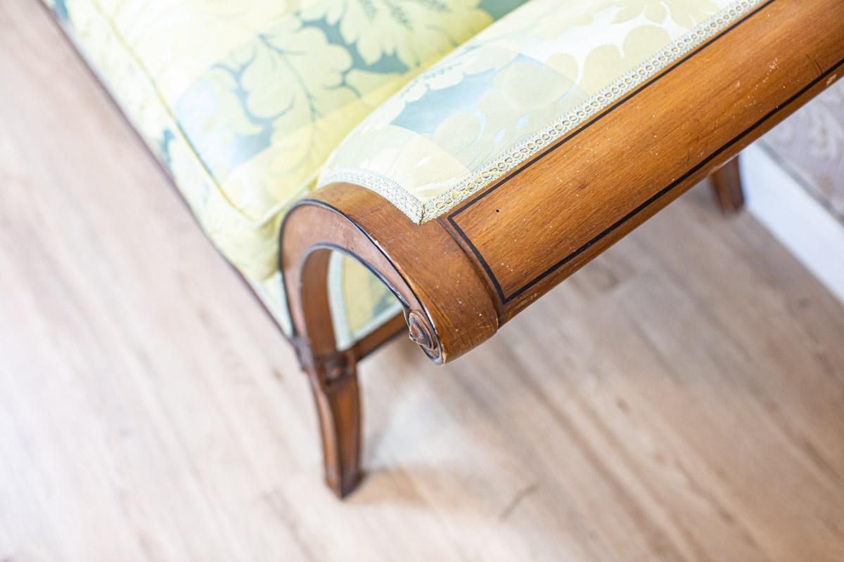 Stylized Walnut Sofa From The Early 20th Century With New Upholstery photo vintage