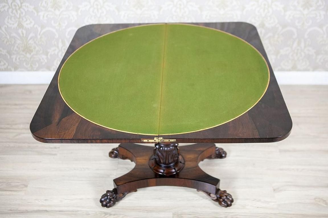 Fold Out Rosewood Card Table From The Turn Of The 19th And 20th Centuries photo vintage