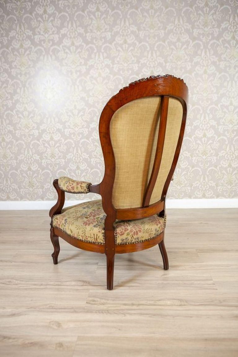 19th Century Baroque Revival Armchair With Floral Upholstered Seat photo for sale