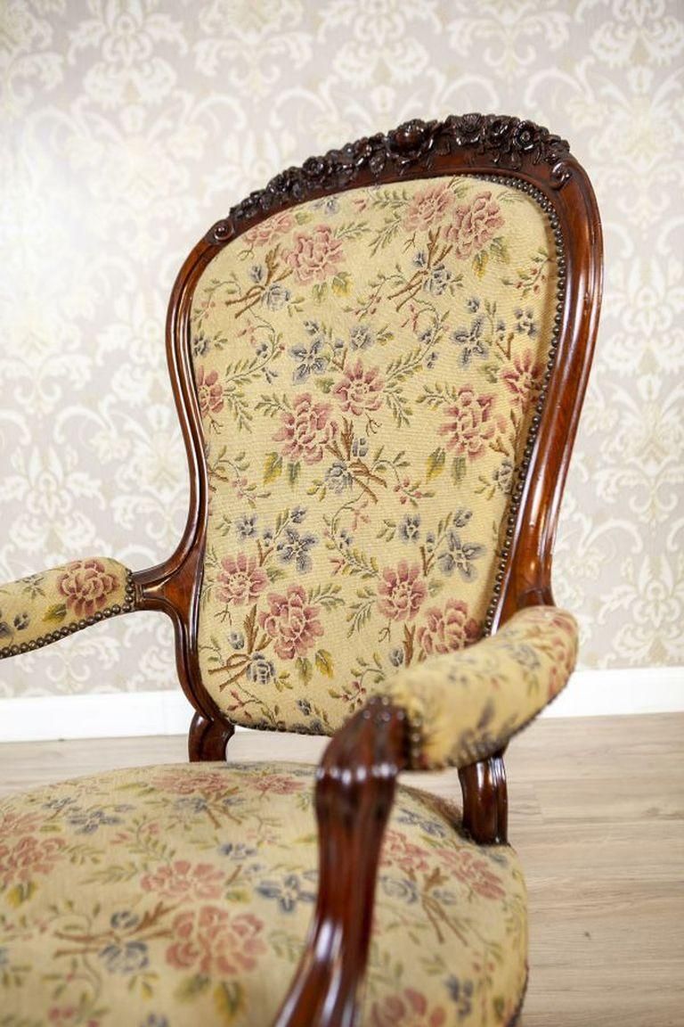 19th Century Baroque Revival Armchair With Floral Upholstered Seat photo 1547.0