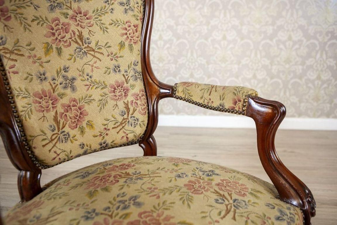 Furniture 19th Century Baroque Revival Armchair With Floral Upholstered Seat photo