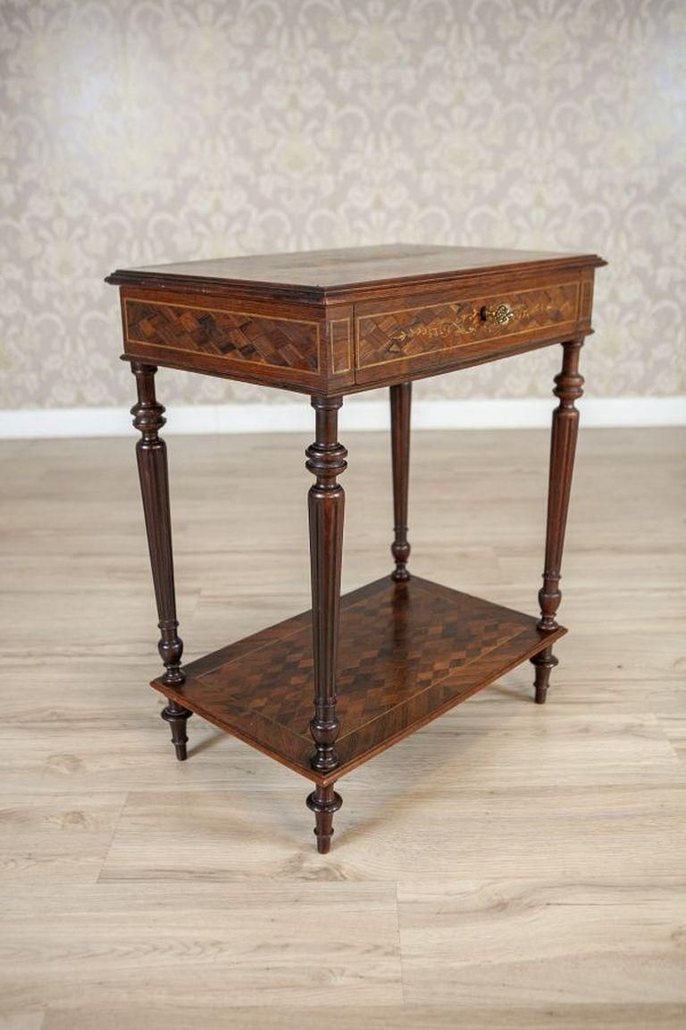 French Louis XVI Mahogany & Walnut Marquetry Side Table From The Early 20th Cent photo furniture