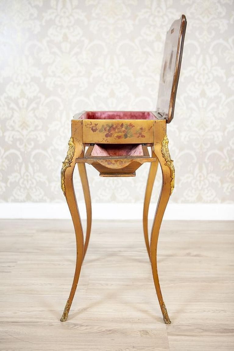 Mahogany Sewing Table With Brass Details From The Late 19th Century photo Furniture