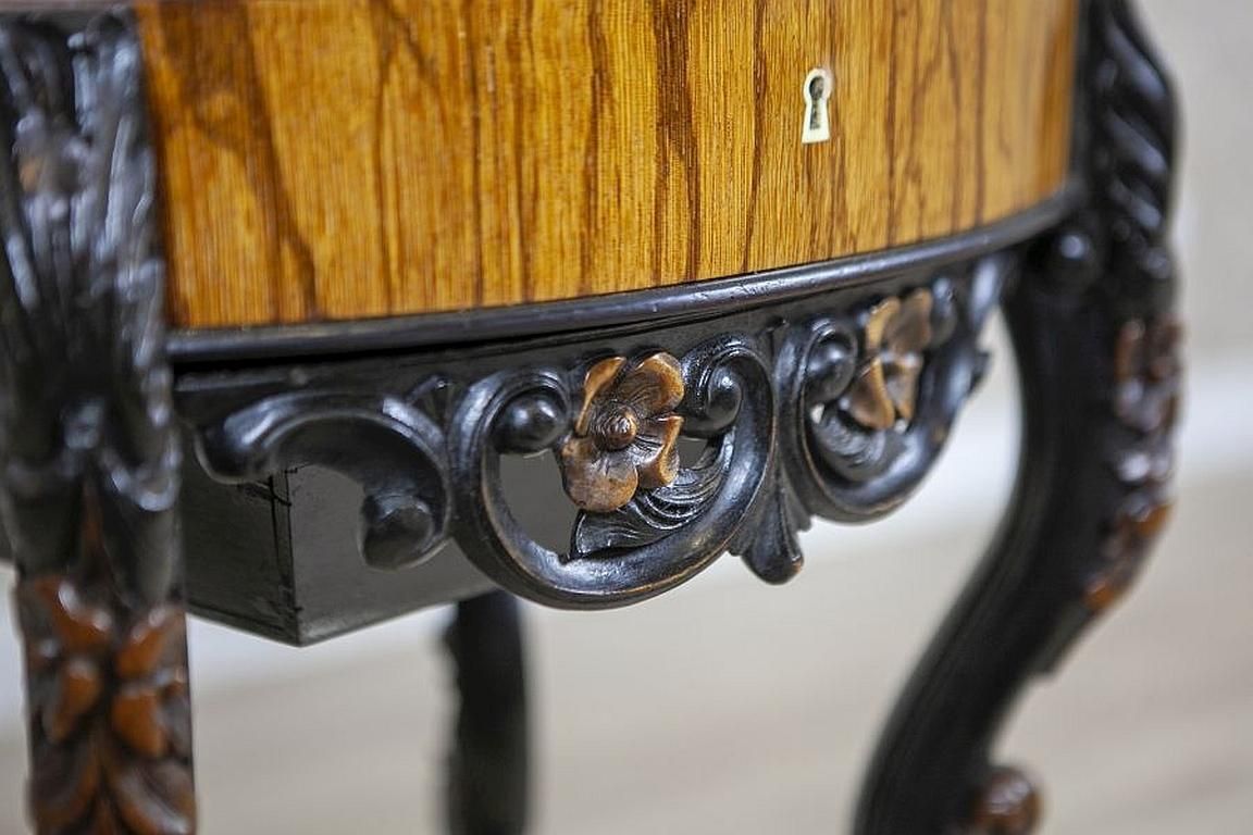 photo for sale Inlaid Sewing Table Of Various Woods From The Late 19th Century