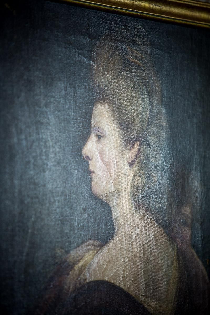 Art 19th Century Painting, Oil On Canvas, A Portrait Of A Woman photo
