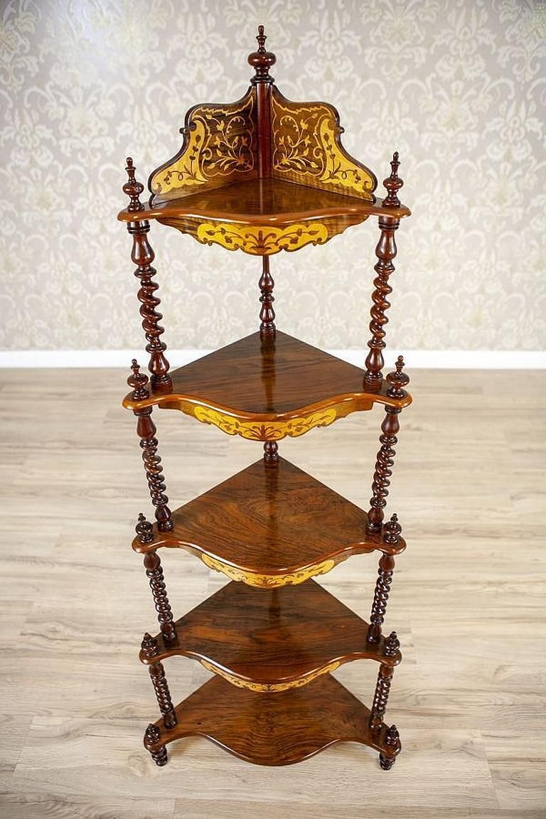Inlaid Corner étagère From The Late 19th Century photo for sale