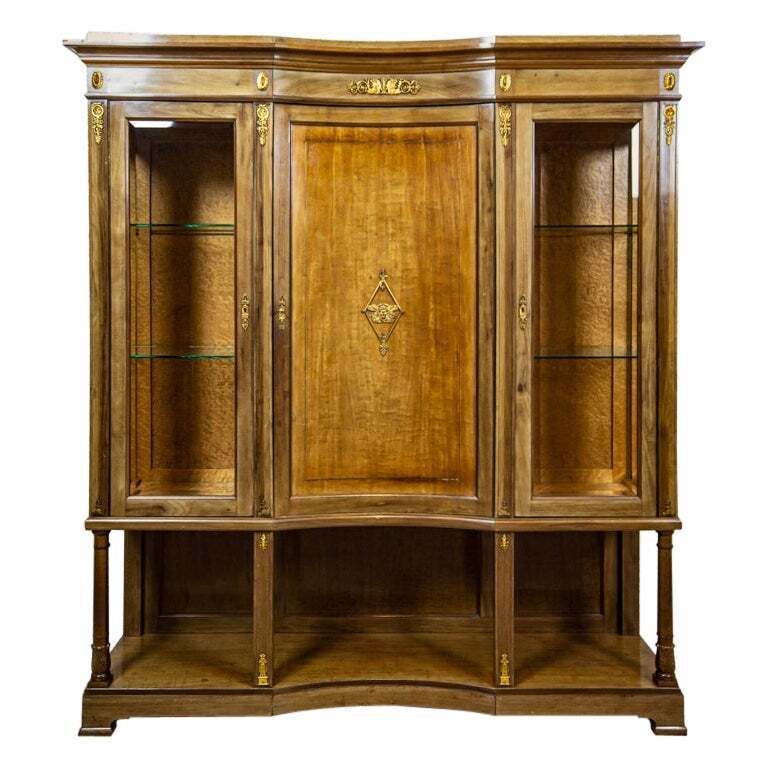 Early 20th Century Bookcase In The Empire Type With Brass Appliques