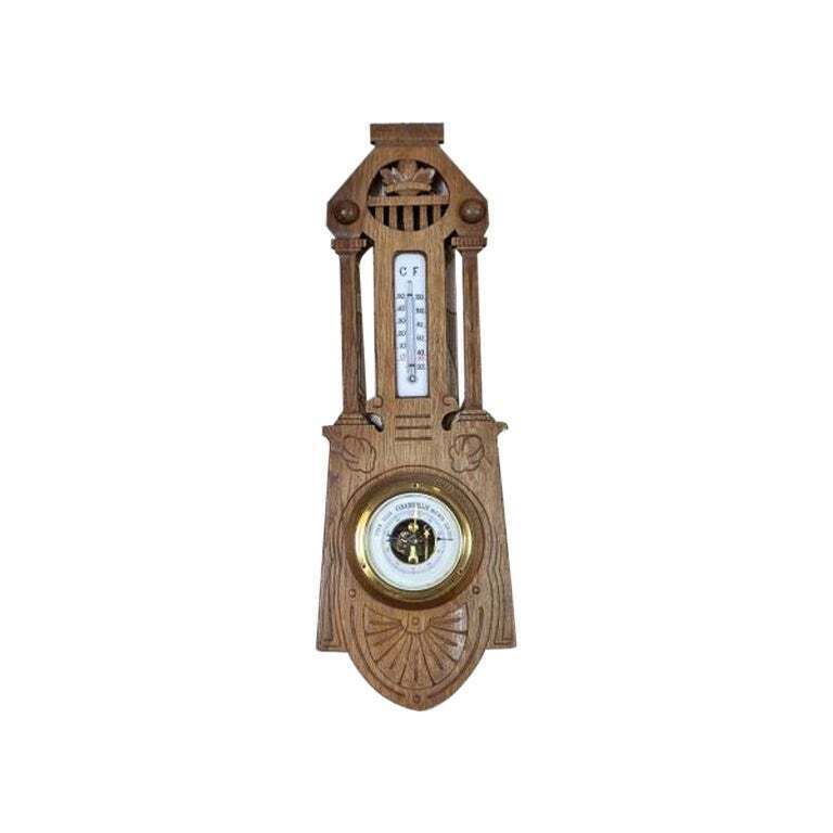 Eclectic Dutch Barometer With Thermometer From The Early 20th Century