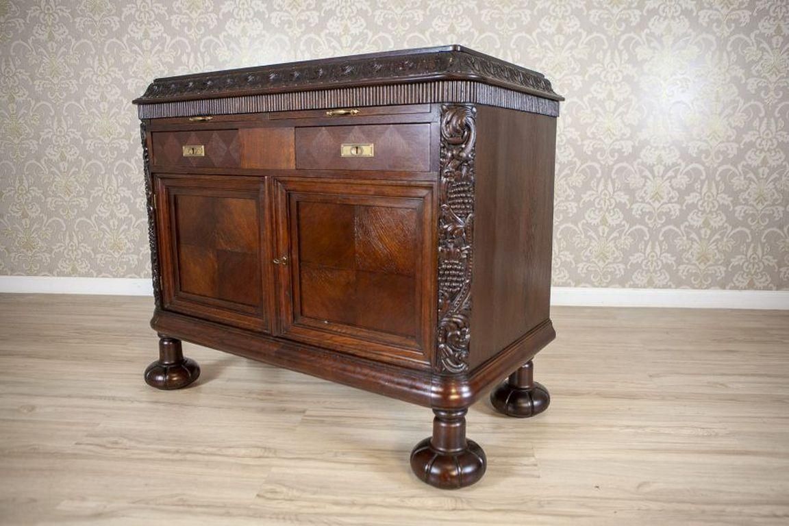 Early 20th Century Oak Commode In Brown With Drawers photo furniture