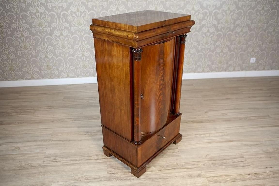 19th Century Biedermeier Mahogany Wood And Veneer Linen Press photo furniture