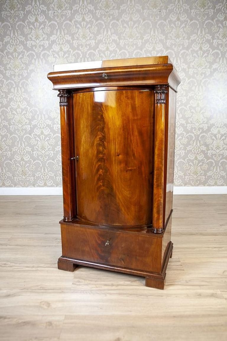 19th Century Biedermeier Mahogany Wood And Veneer Linen Press photo Furniture