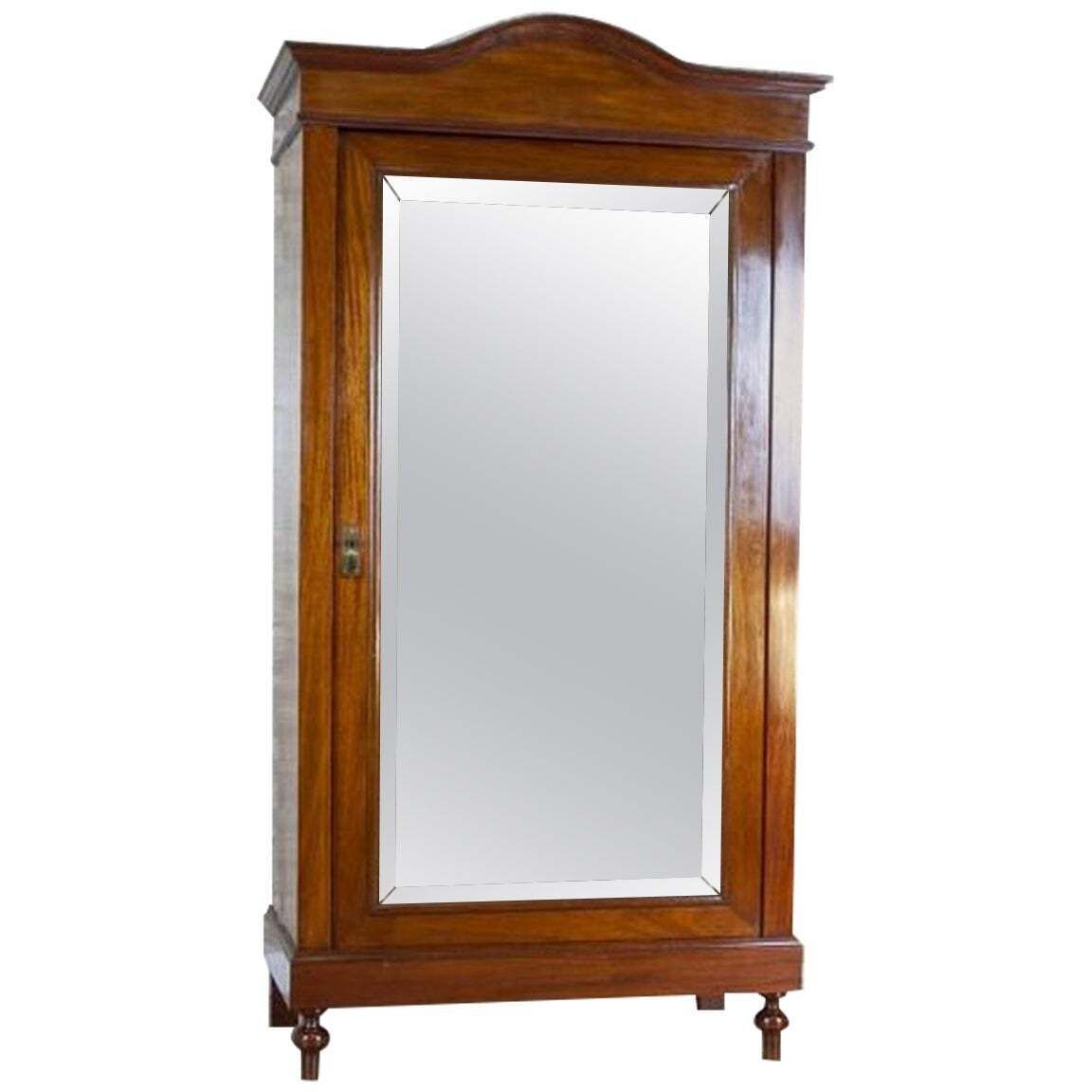 20th Century Mahogany Linen Press With Mirror