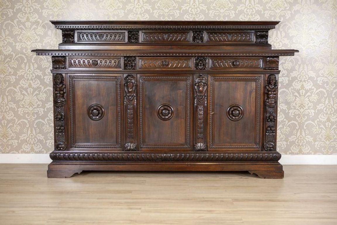 19th Century Neo Renaissance Oak Sideboard In Deep Brown photo vinterior