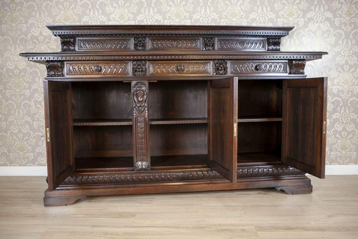 photo for sale 19th Century Neo Renaissance Oak Sideboard In Deep Brown