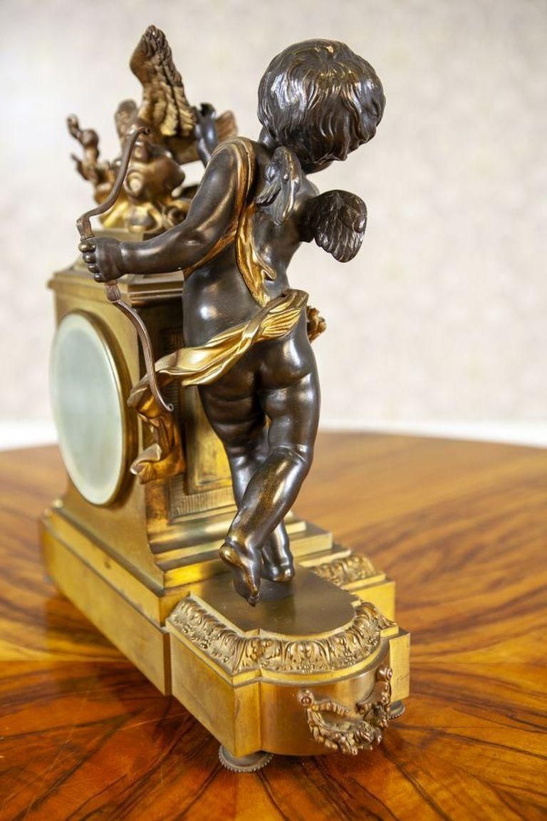 Napoleon III French Bronze Mantel Clock Set From The 19th Century photo vintage