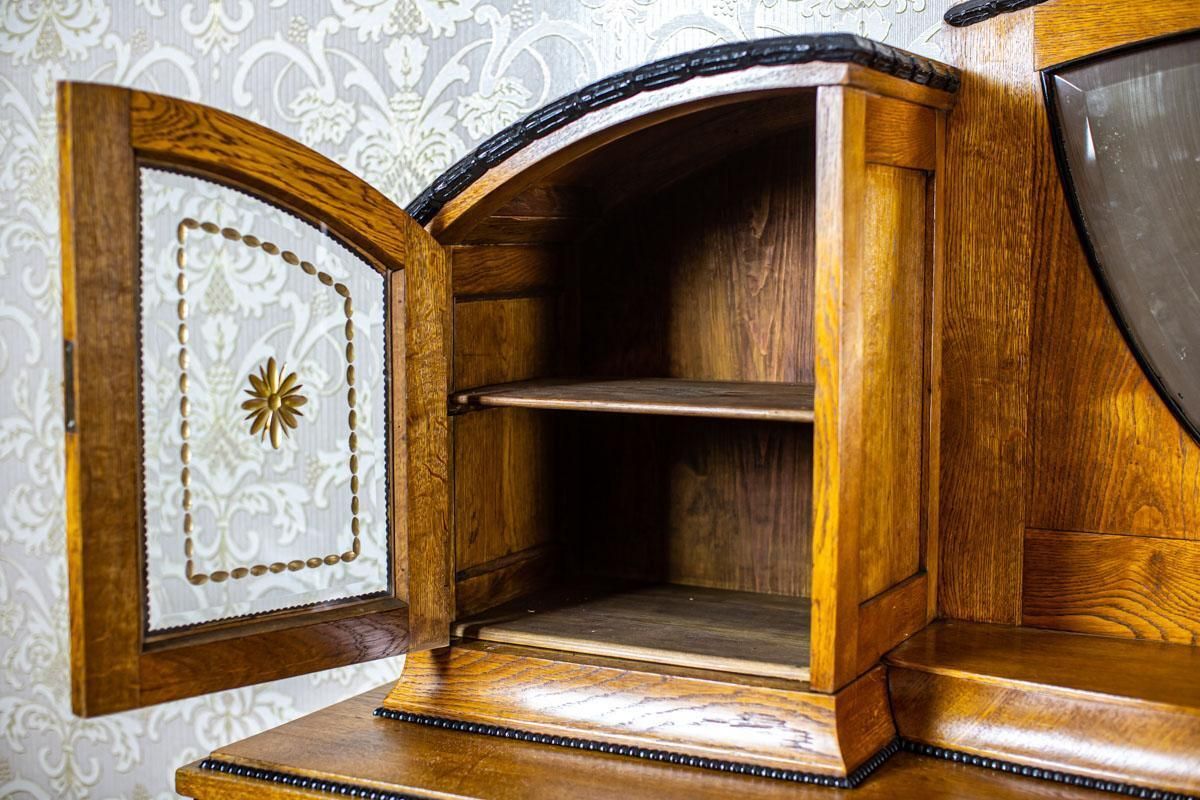 Furniture Art Nouveau Sideboard Veneered With Oak, The Turn Of The 19th And 20th Century photo