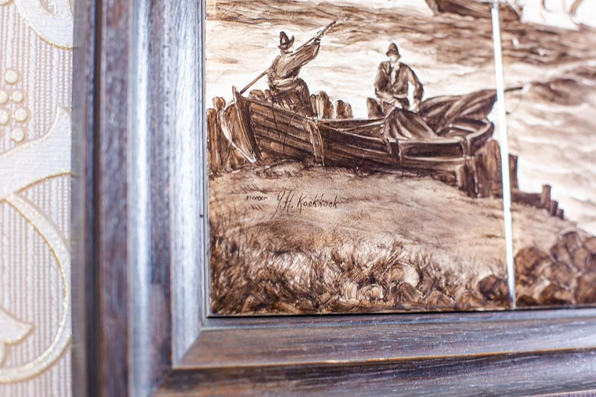 19th Century Illustration On Ceramic Tiles photo vintage