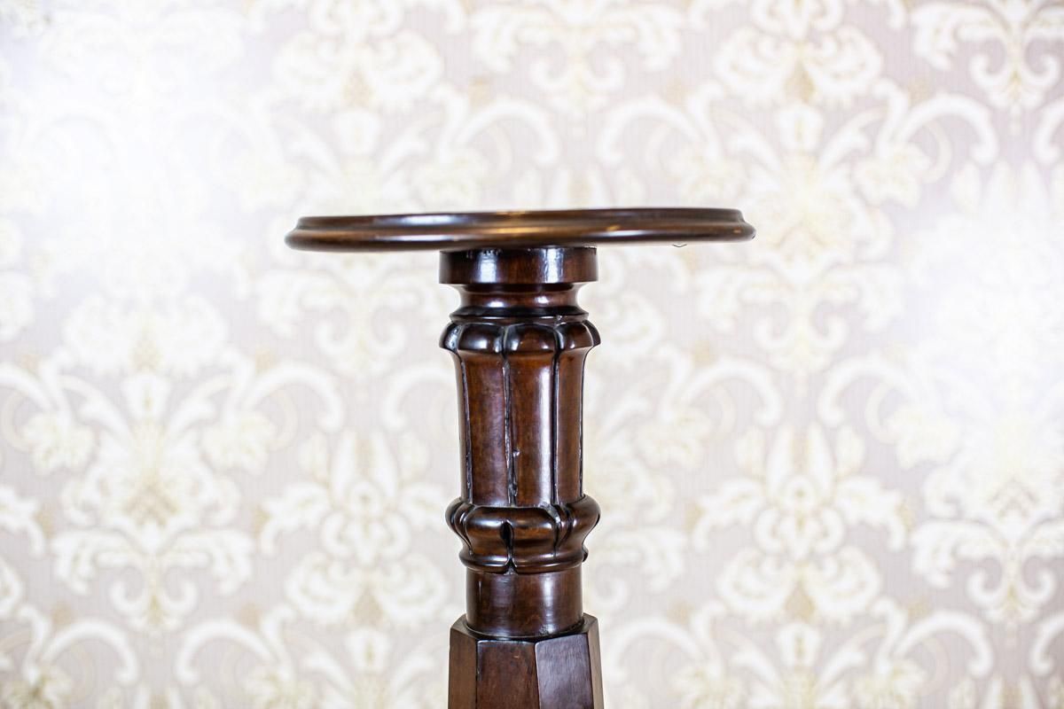 Massive Oak Pedestal/Flower Stand From The Interwar Period In Dark Brown photo for sale
