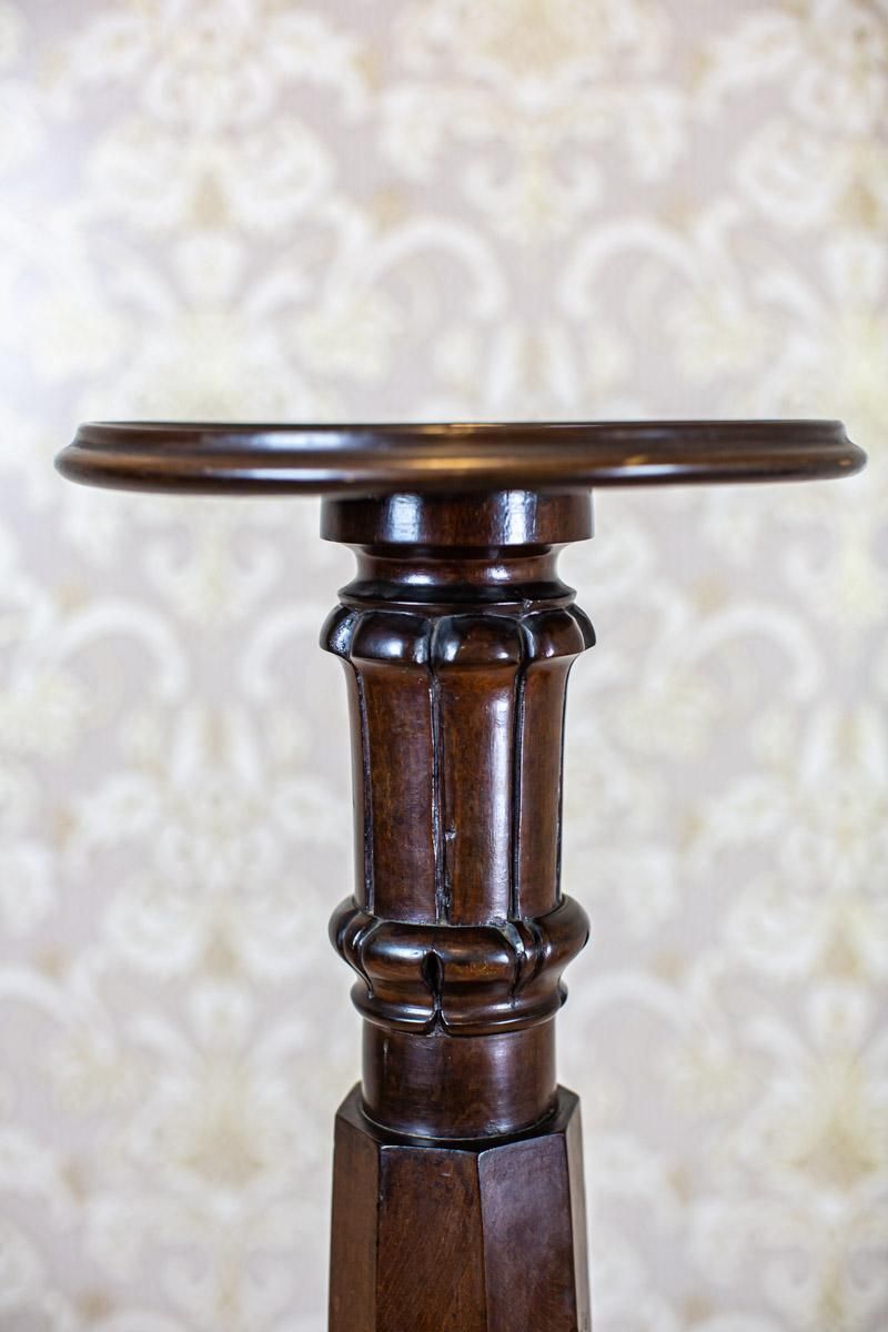 Massive Oak Pedestal/Flower Stand From The Interwar Period In Dark Brown photo Home Decor