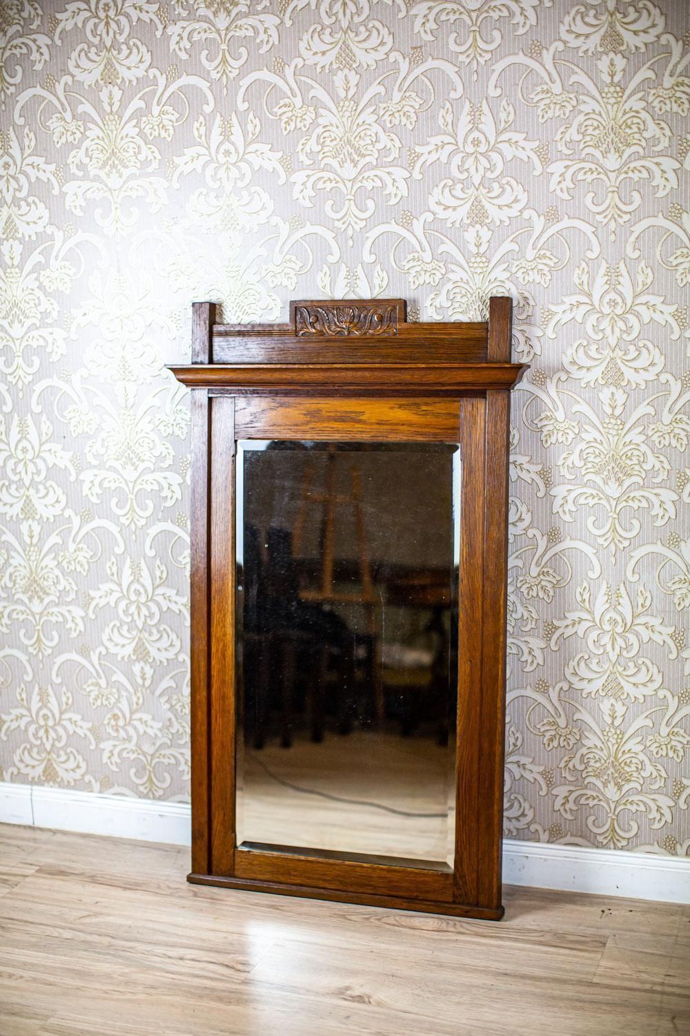 Early 20th Century Floor Mirror In Light Brown Oak Frame photo Home Decor
