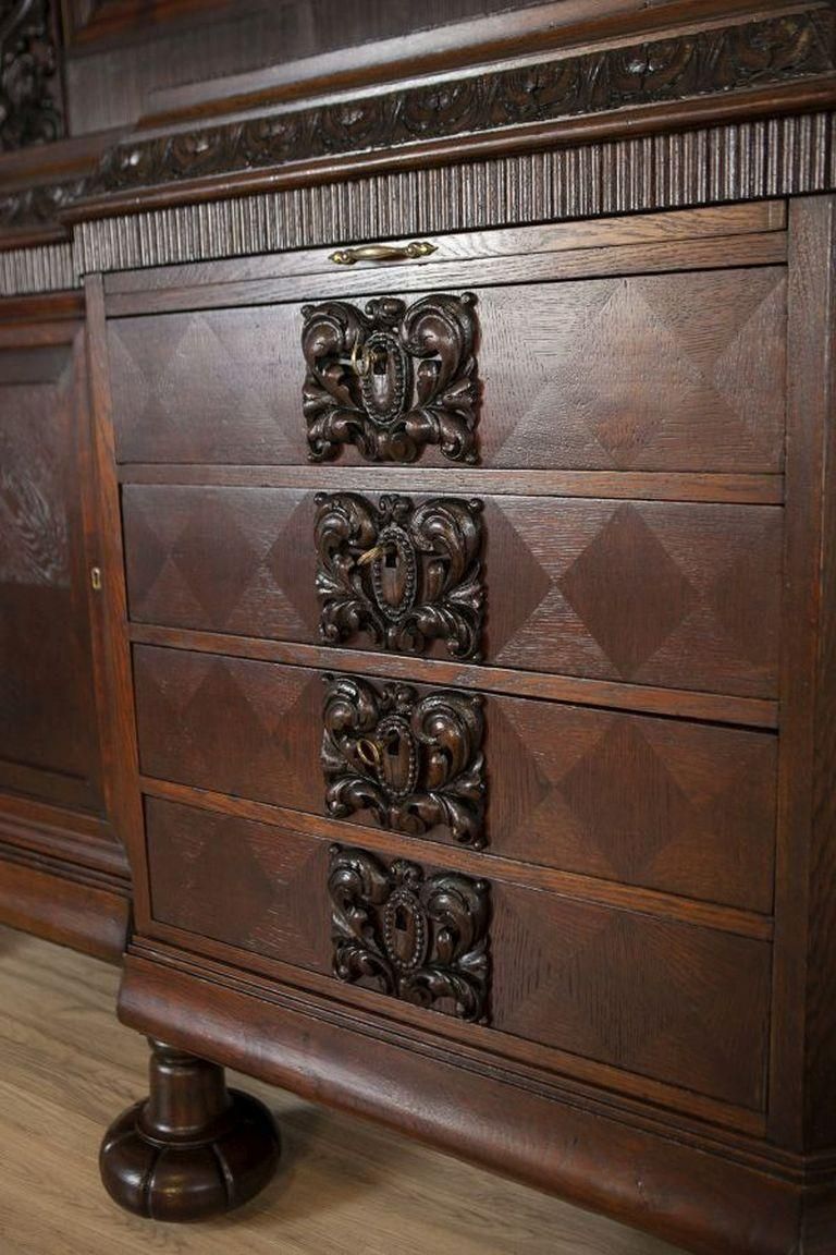 Decorative Oak Sideboard From The Interwar Period In Dark Brown photo 3800.0