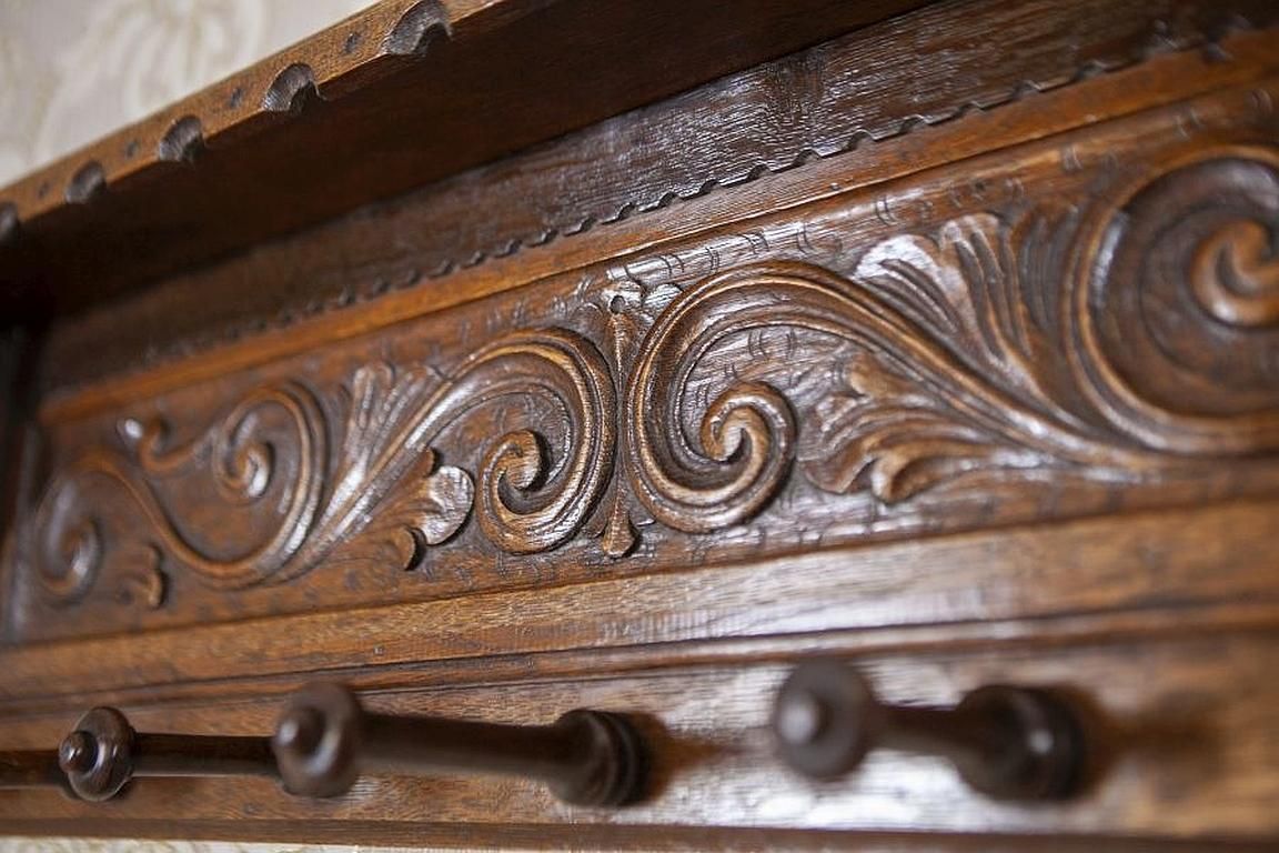 Oak Coat Rack From The Early 20th Century In Dark Brown photo vintage
