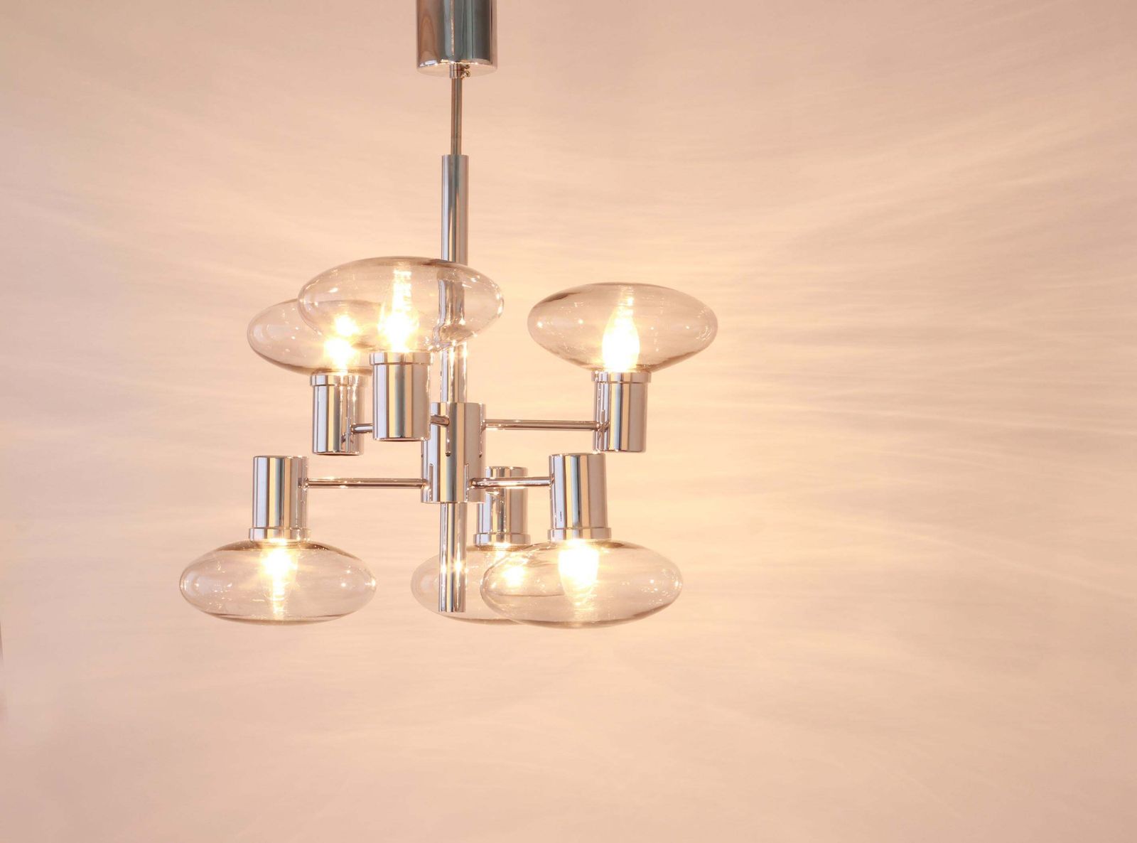 Sputnik Chrome  Chandelier By Doria , Germany, 1960s photo vinterior