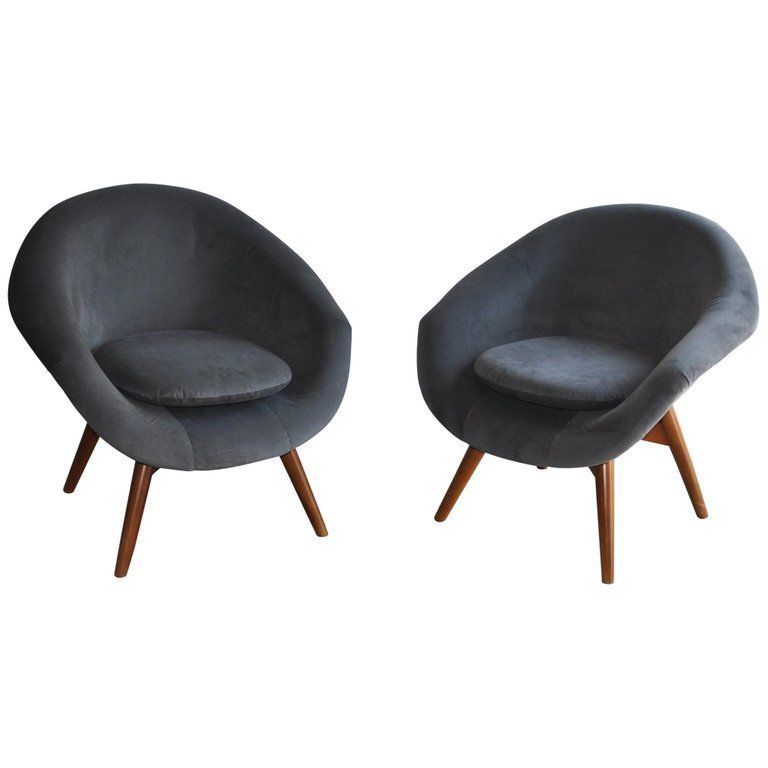 Vintage Velvet Chairs By Miroslav Navratil 1950s Set Of 2