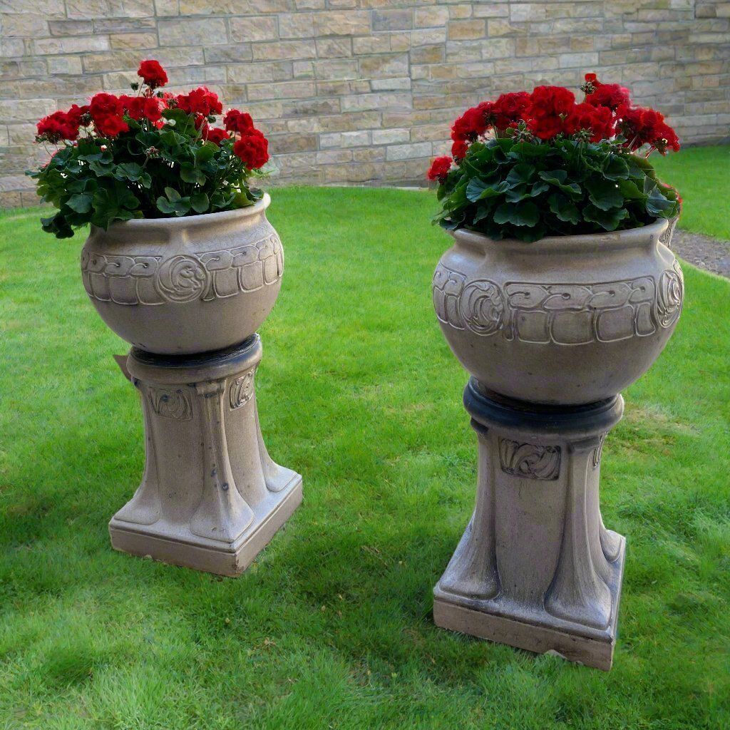 Pair Of Art Nouveau Lefco Garden Urns Circa 1900