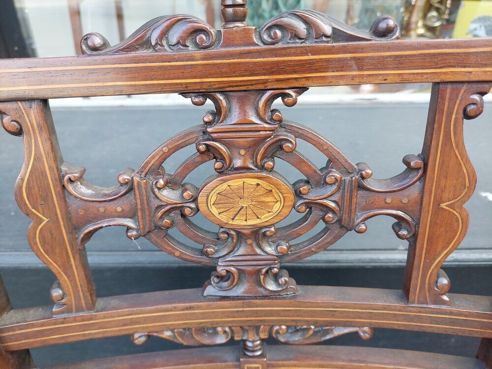 Pair Of Edwardian Rosewood Inlaid Salon Chairs photo 480.0